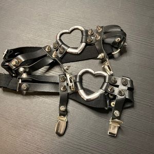 2 Studded Heart Stocking Garters